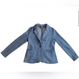 Lands' End Women's Chicory Blue Herringbone Fleece-Lined Blazer Jacket, NWT